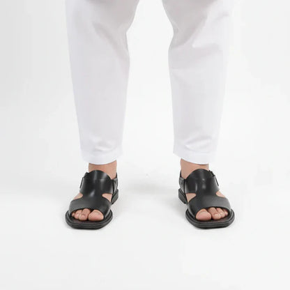 Handmade Pure Leather Panjedar Chappal – Black