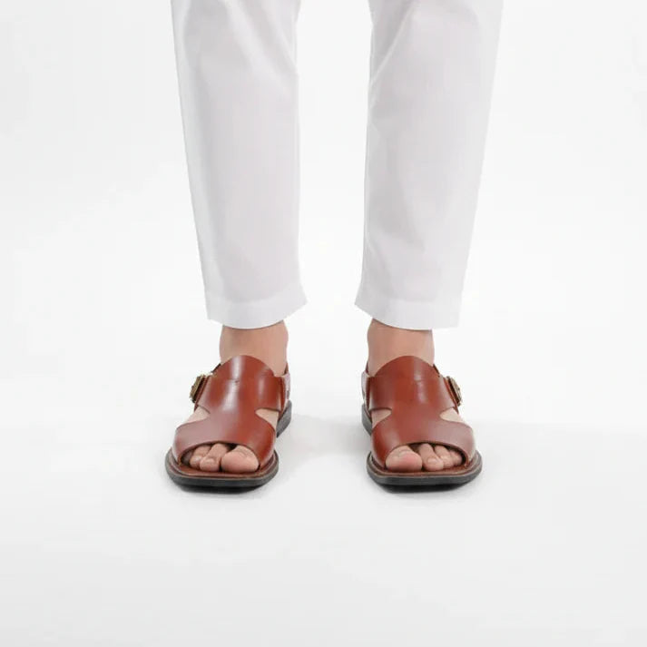 Handmade Pure Leather Panjedar Chappal – Mustard Brown