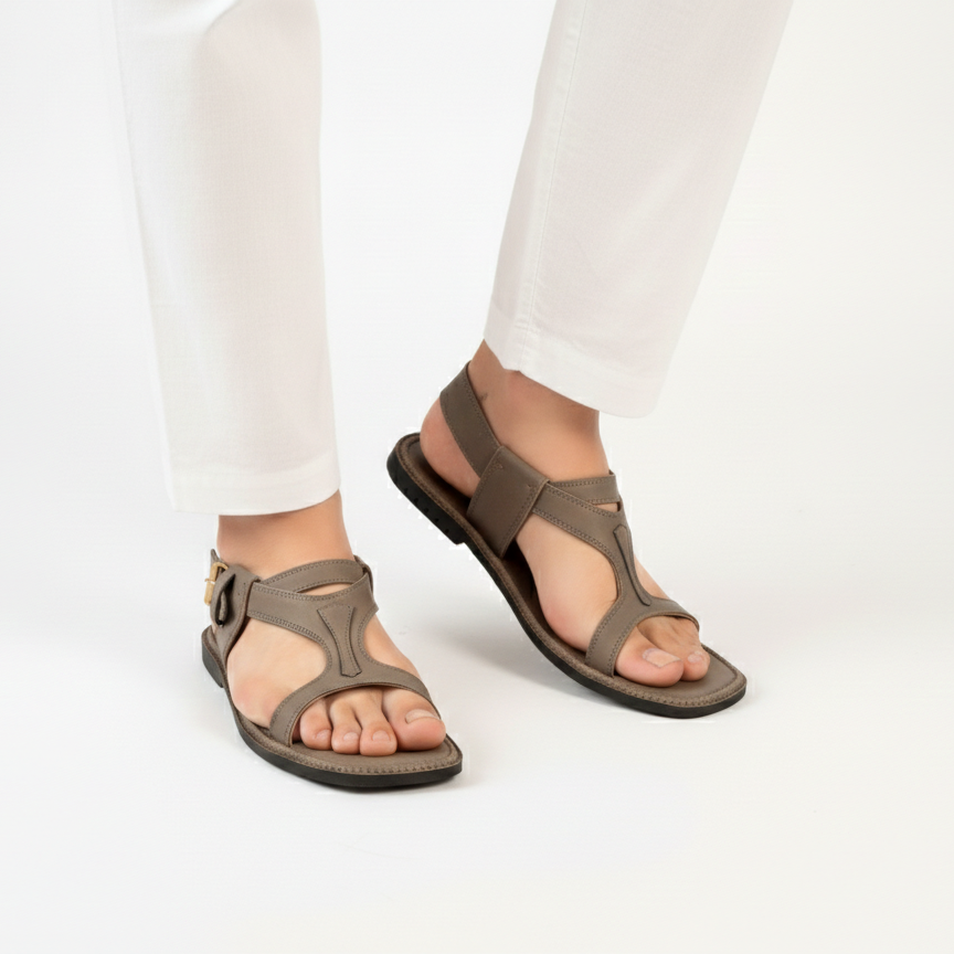 Handmade Grey Pure Leather Panjedar Chappal
