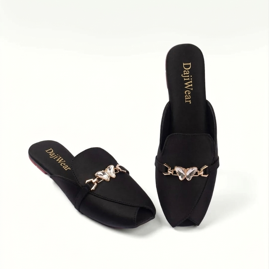 Mustard Women Rhinestone Mules – Fancy Casual & Party Wear