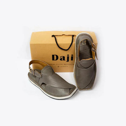 Grey Kaptaan Chappal – Pure Leather – Daji Special