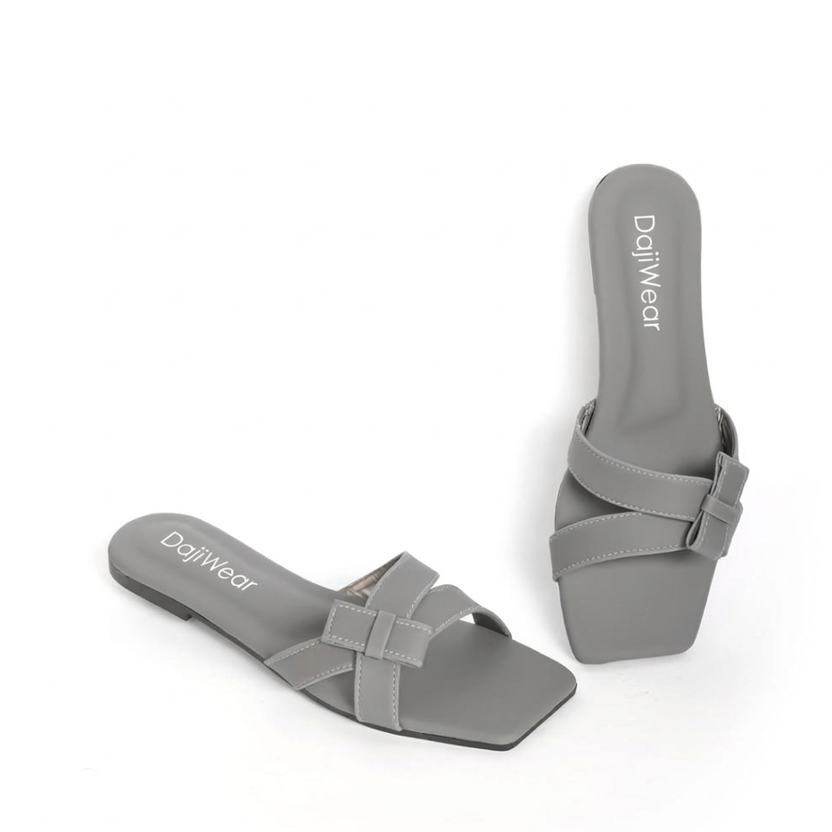 Grey Women Rexine Bow Flats – Casual & Fancy Lightweight