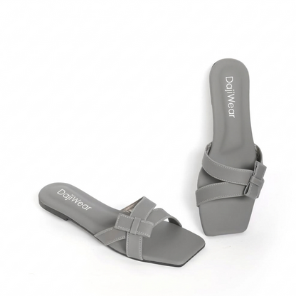 Grey Women Rexine Bow Flats – Casual & Fancy Lightweight
